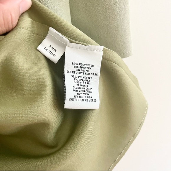 Magaschoni Faux Suede Leather Green Long Jacket Trench Coat Style Small - Picture 6 of 9